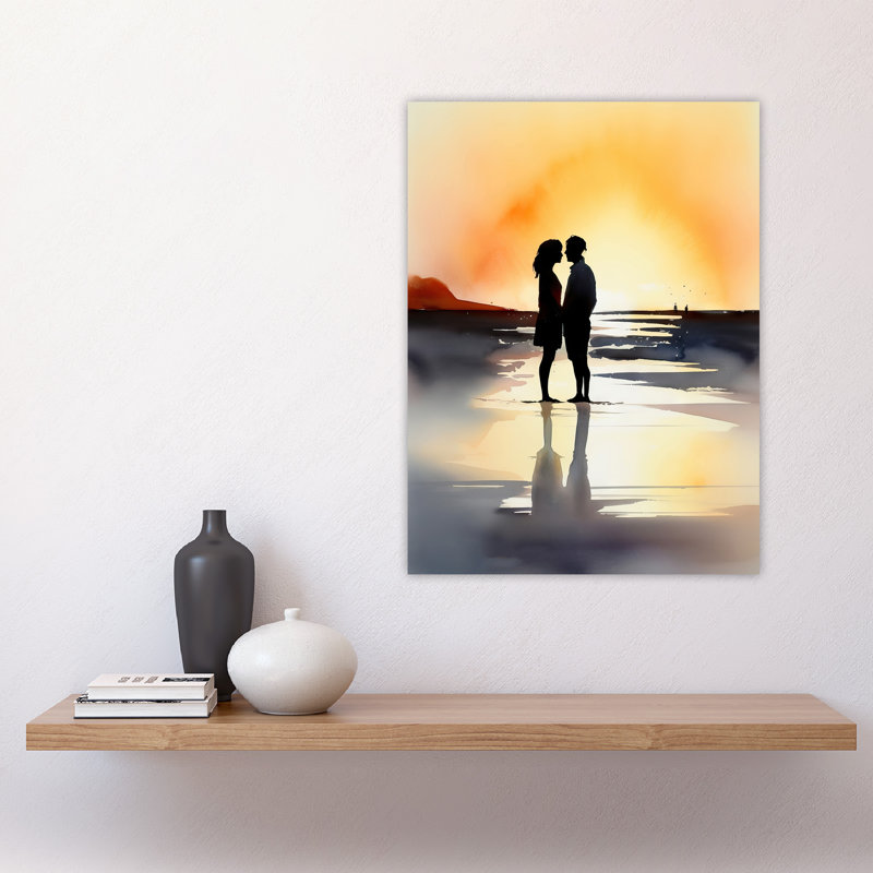 Wall Art Print Kisses At Dawn Watercolour Painting Couple Kissing At Dawn Romantic Moment Between Lovers At A Coastal Landscape Bedroom Art Poster