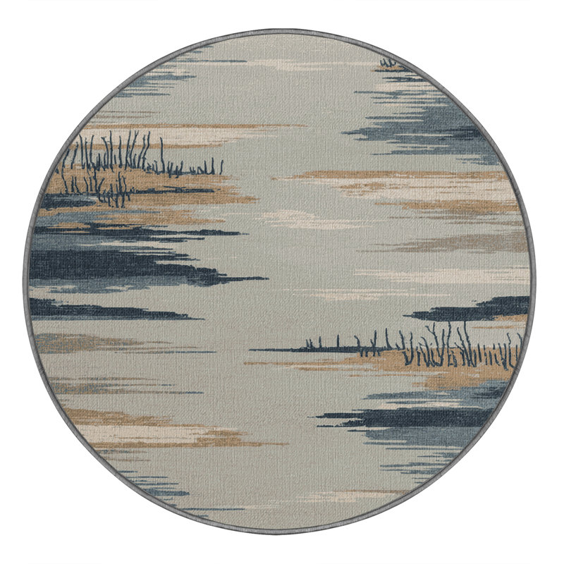  Tapis côtier lavable Winter Shore, Rond 3 pi