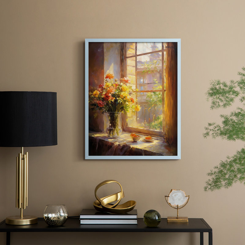 Reproduction encadrée FLORAL Series DCCLxx III - bois massif, Bleu, H 21 po x l 17 po