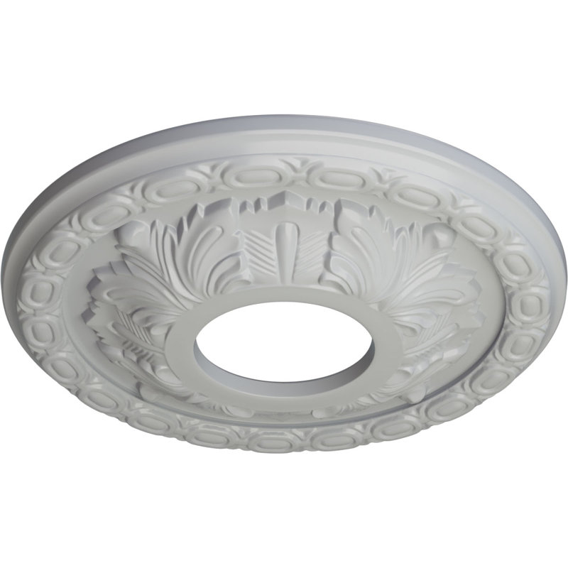 Médaillon de plafond Endurathane à feuilles, P 11 3/8 po x P 3 5/8 po x P 1 1/8 po (convient aux auvents jusqu'à 4 3/4 po), fini givré peint à la main