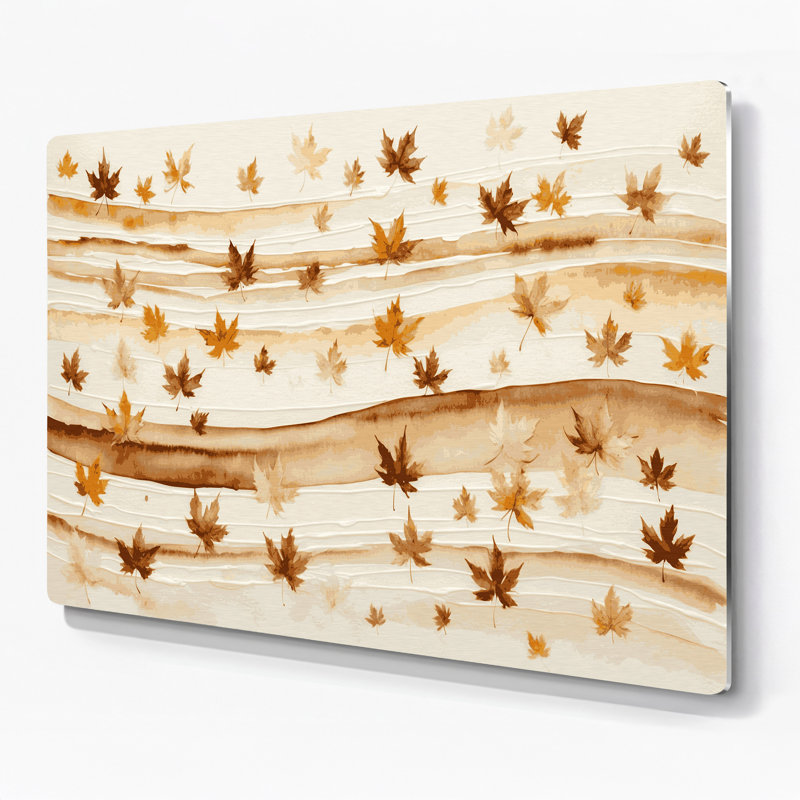 Art mural rayé horizontal en érable crème beige, H 12 po x l 18 po