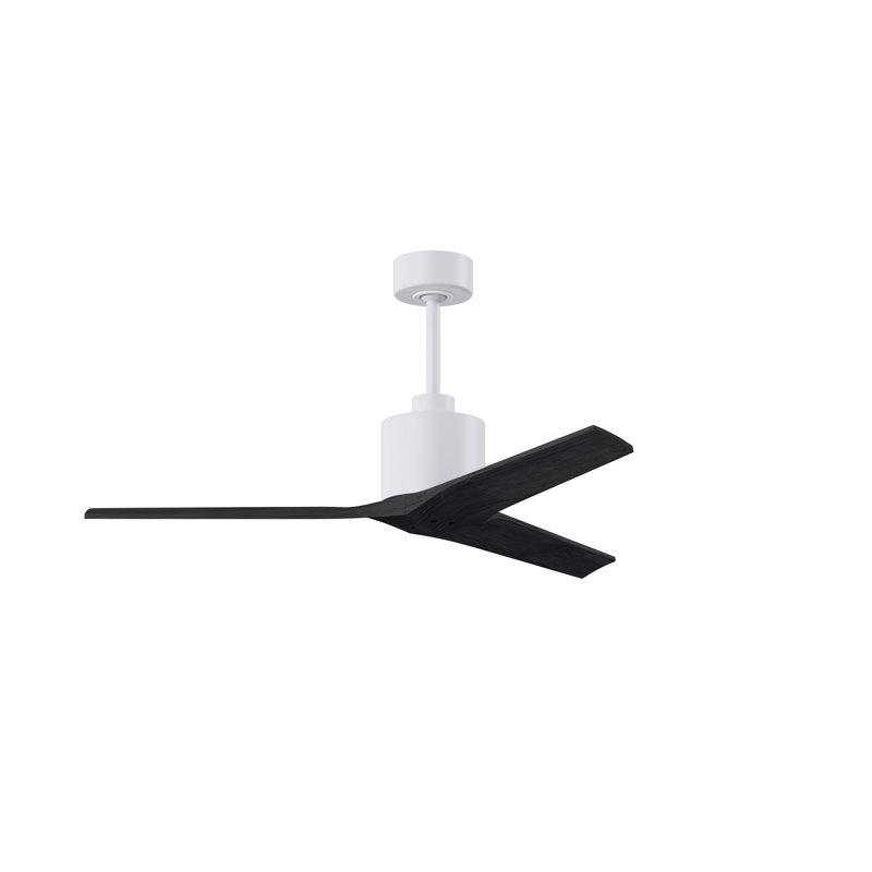 Ventilateur de plafond standard à 3 pales Ertugrul, Blanc mat, 52", Noir mat
