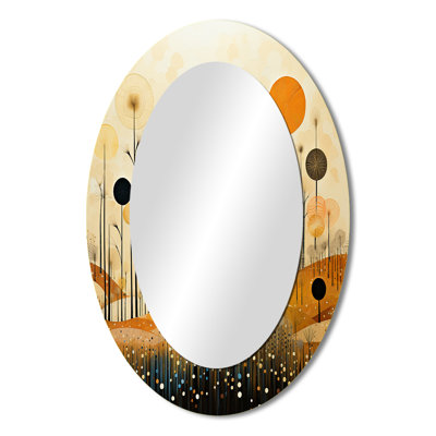 Meadow Bold Geometric Fields I - Large Oval Wall Mirror On Metal