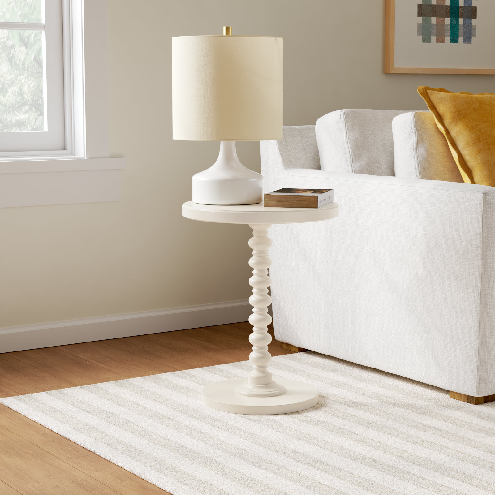 Fiama End Table, Off White, 22.25" H x 17" W x 17" D