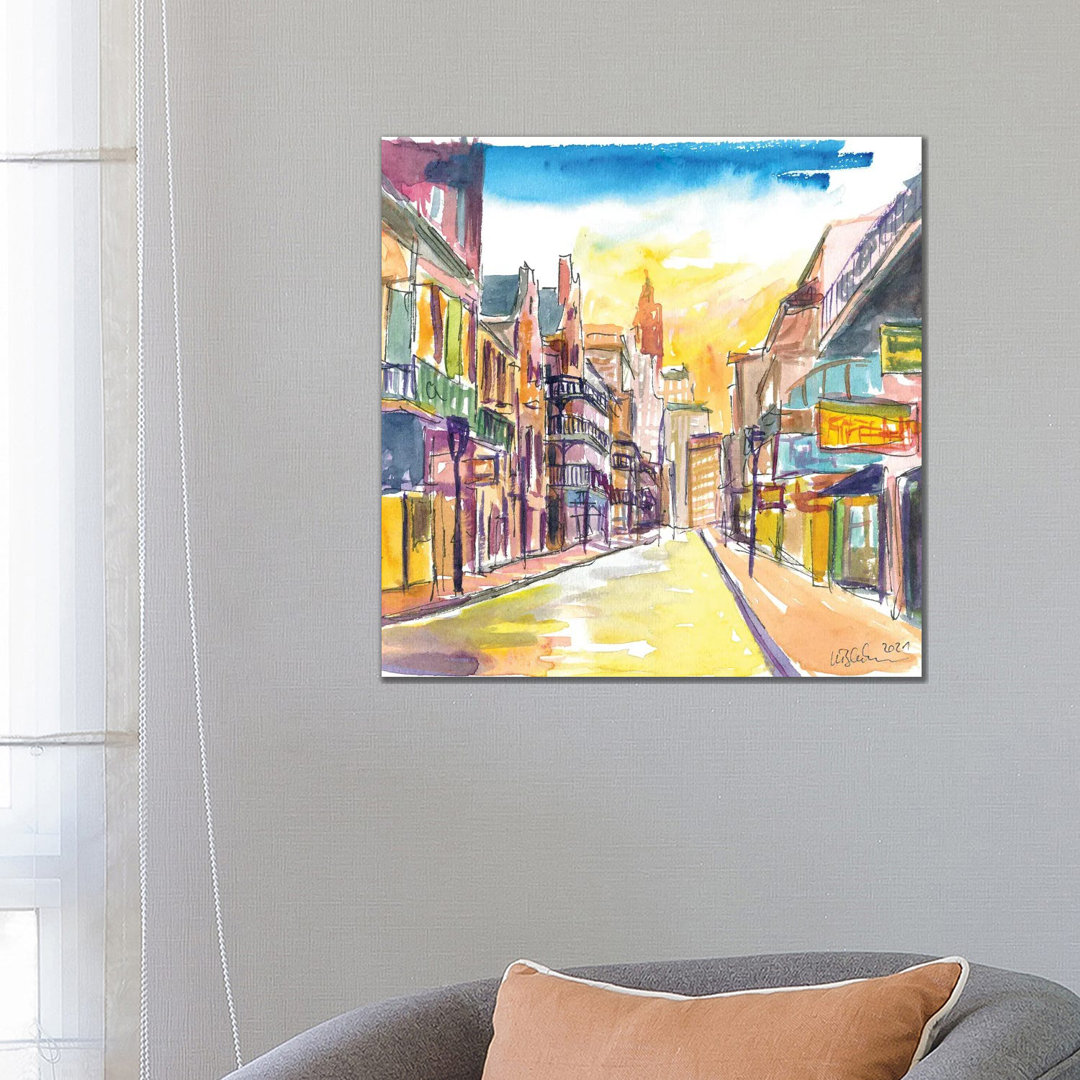 New Orleans Bourbon Street Scene At Sunrise By Markus & Martina Bleichner - Wrapped Canvas Painting by Markus & Martina Bleichner - Wrapped Canvas Pai