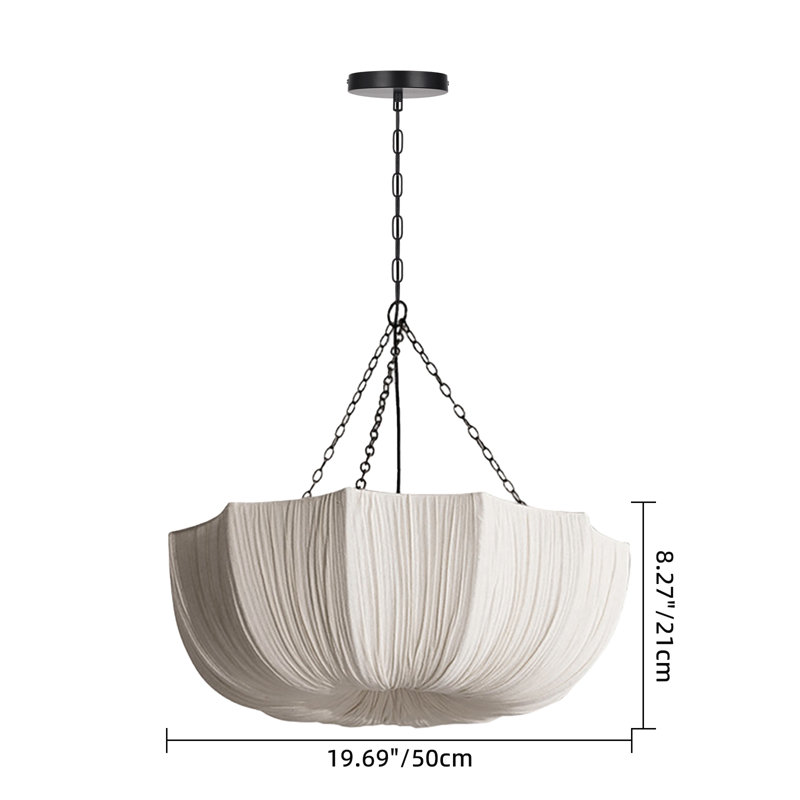 Luminaire suspendu bol en lin à 1 lumière Rio, H 8,26 po x l 19,68 po x P 19,68 po 