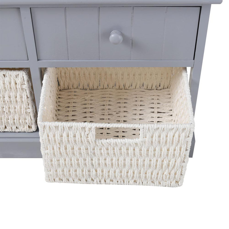 Echo Polyester Blend Upholstered Storage Bench, Grey/Beige