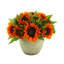Sunflowers in Distressed Glaze Ceramic Pot-332250733