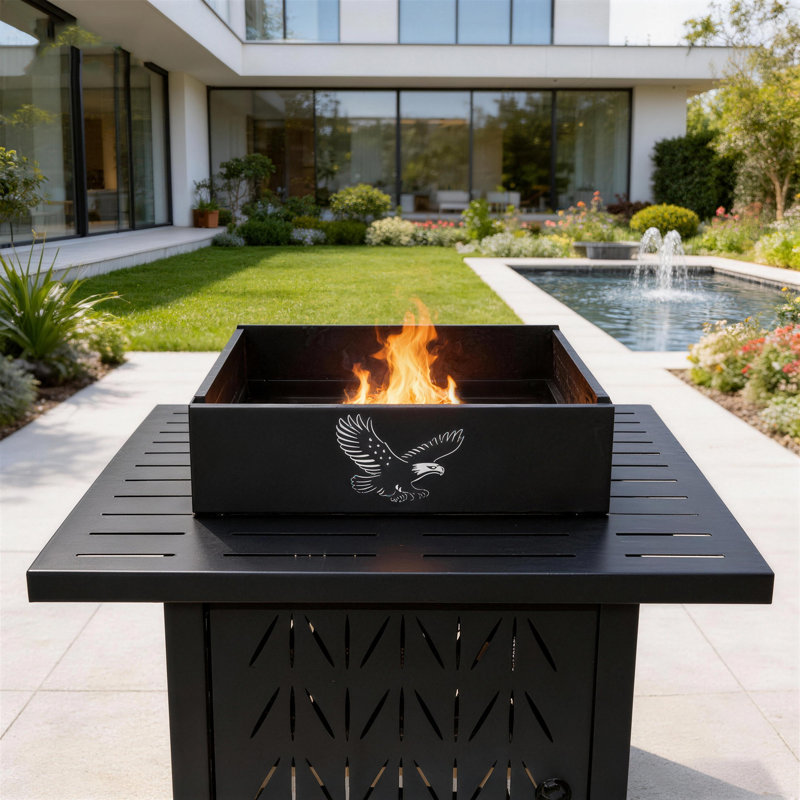 4.73"H x 17.52" W Steel Fire Pit Wind Guard for Fire Pit Table, Fire Pit Accessory, 4.73" H x 17.52" W x 17.52" D