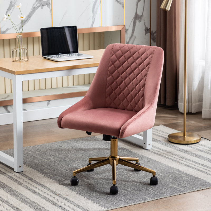 Velvet Task Chair, Pink, Gold