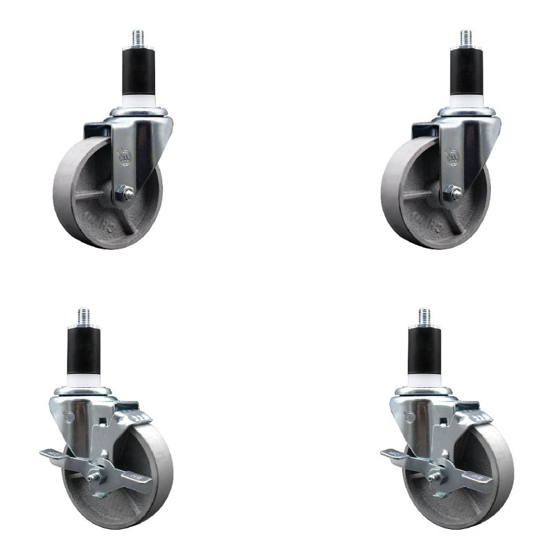 Ensemble de roulettes extensibles semi-pivotantes à 2 roues SCC TLB 4 po x 1-1 / 2 po