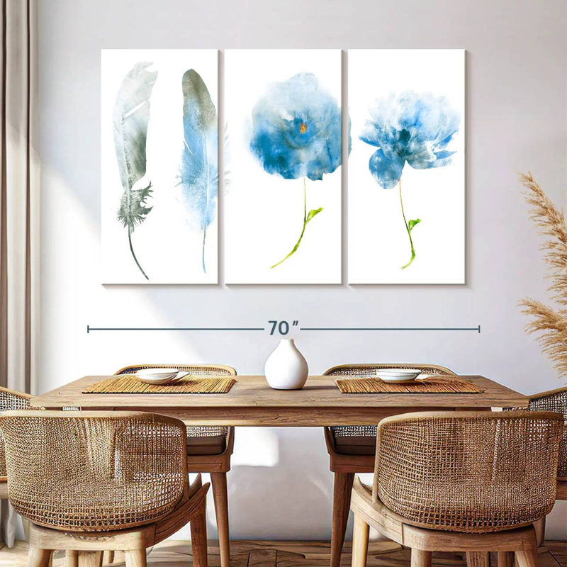 Fleurs bleues Harnek Airy, H 24 po x l 38 po