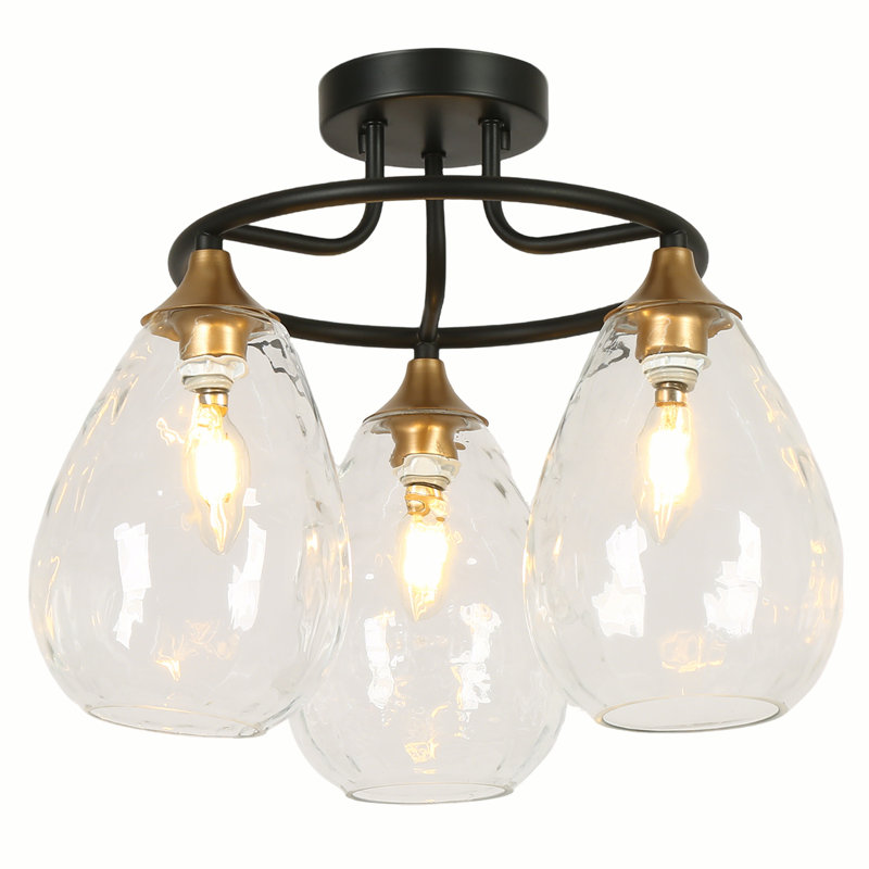 Teandrea 3- Light Dimmable Hammered Semi Flush Mount