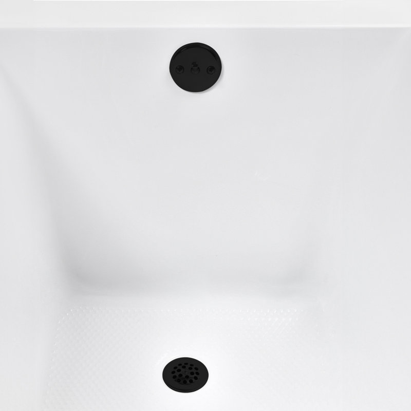 Baignoire de trempage en acrylique 72 po x 36 po, drain inclus, Noir mat