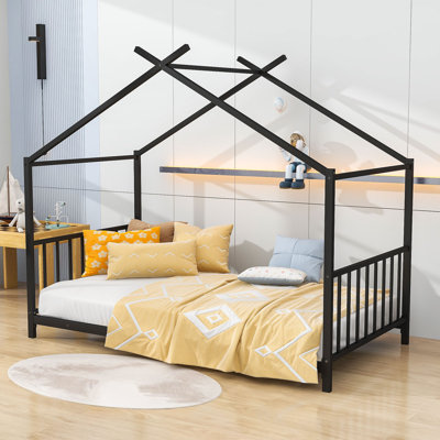 Twin Metal Platform Bed with House Roof