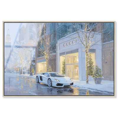 «NYC in the Winter Store», reproduction d'art acrylique encadrée par Art Remedy, cadre argenté, 30 x 20
