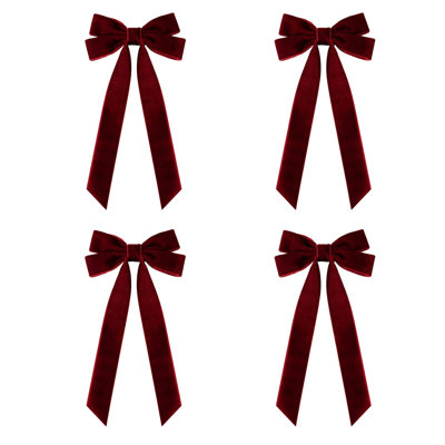 Christmas Decorative Bows Set Large Hanging Bow Ornaments with Long Streamers for Decoration Christmas Decorations Gifts