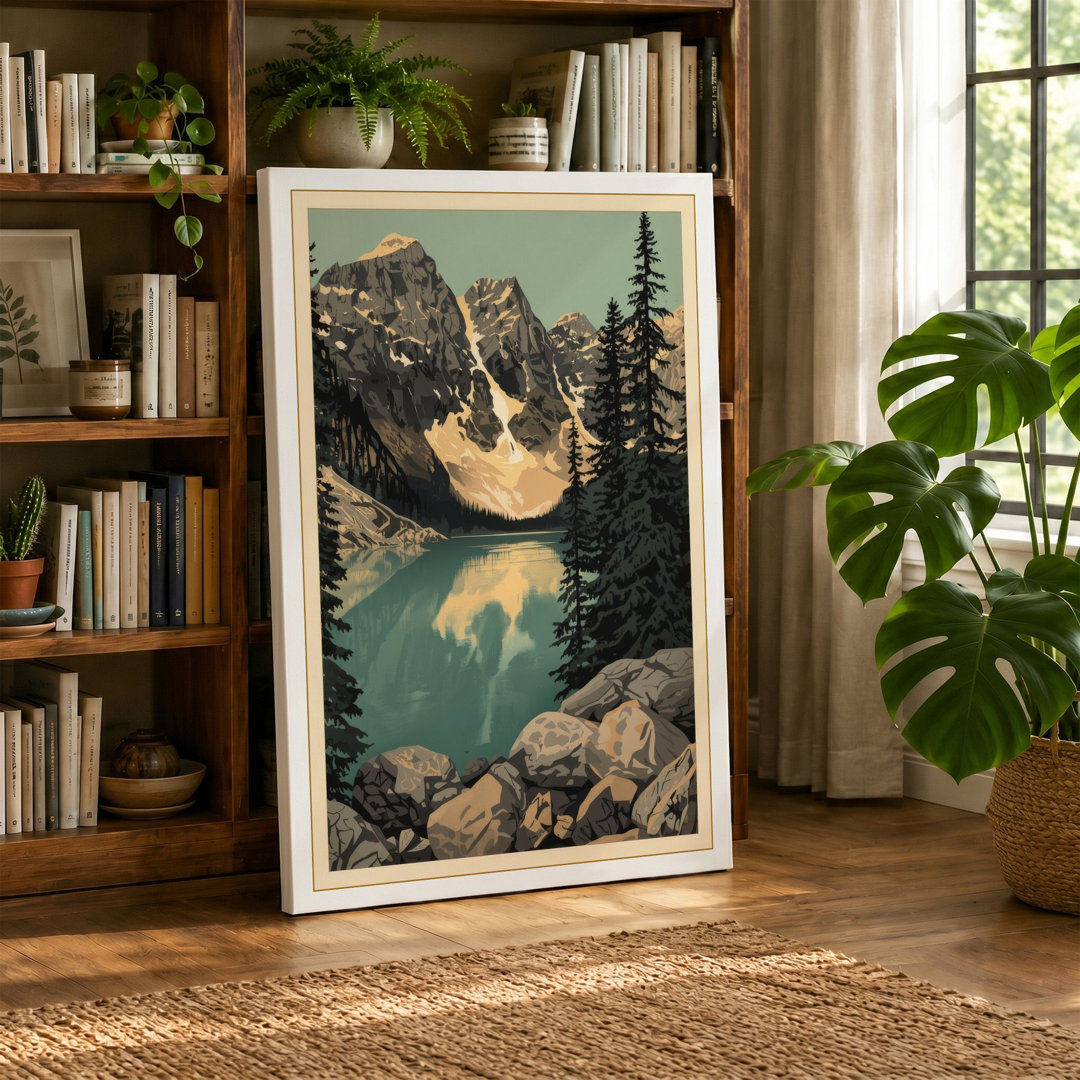 Alpine Lake Reflection Scandinavian - Wrapped Canvas