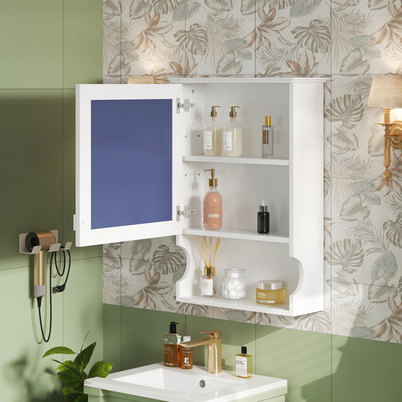 Armoire de rangement de salle de bain murale 20 "avec miroir, Blanc