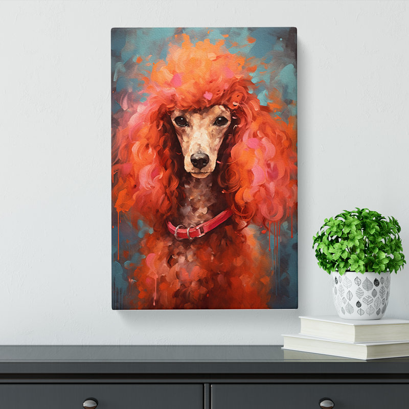 Poodle Gestural - Wrapped Canvas, 50cm H x 35cm W x 3cm D