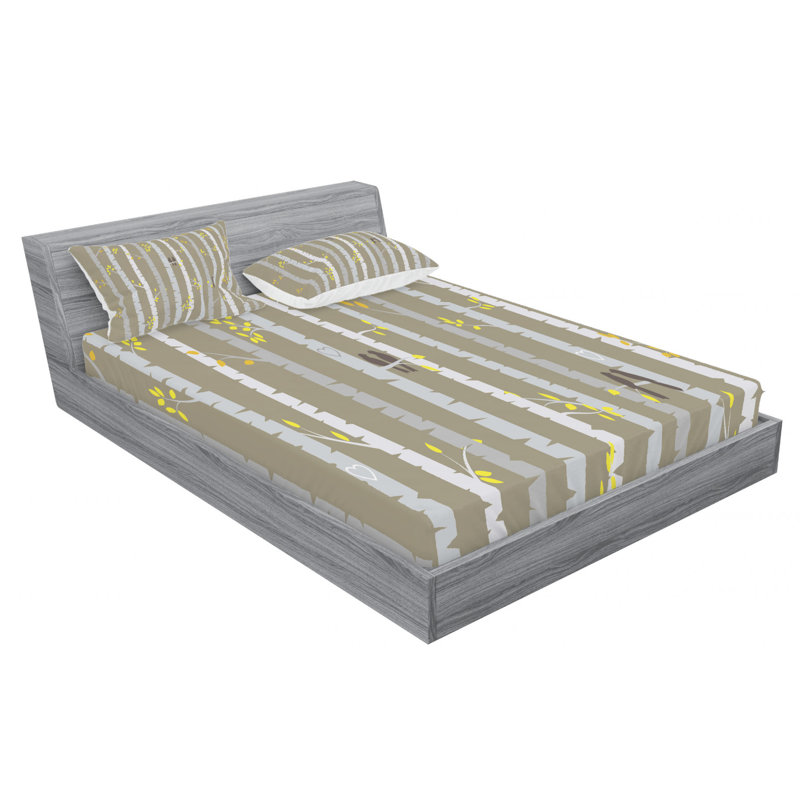Microfiber Striped Fitted Sheet, Full Fitted Sheet with 2 Pillowcases