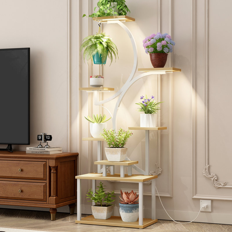 Support pour plante 62 "à 8 niveaux en forme de S avec lumières de croissance | MDF et métal