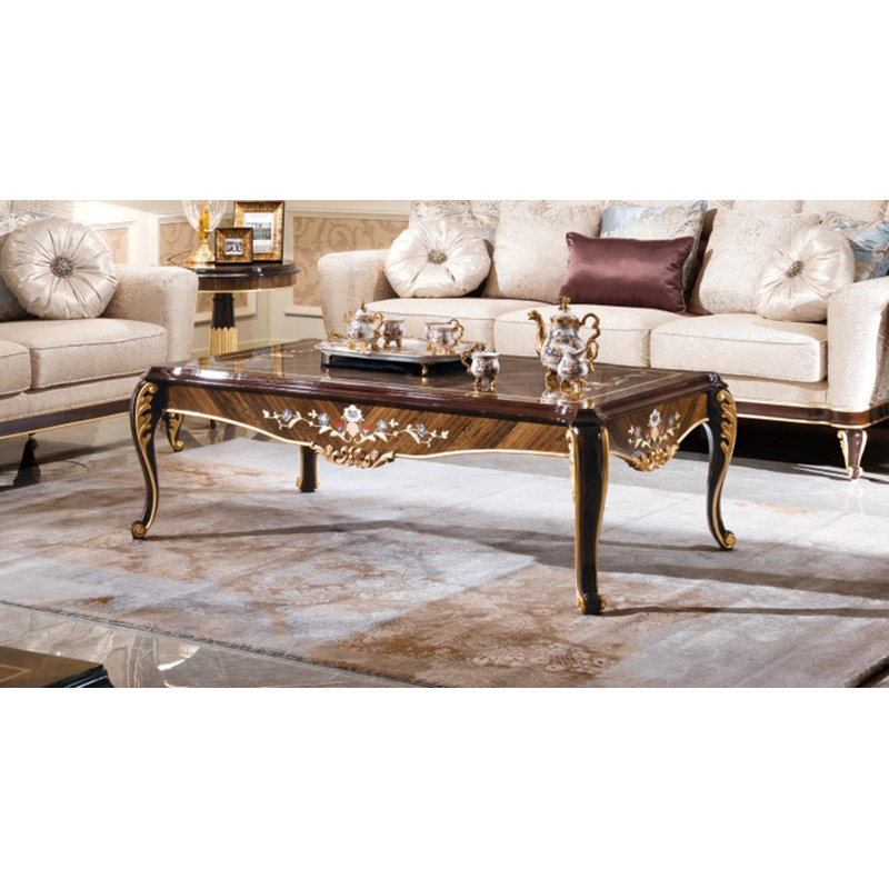 Table basse en bois massif à 4 pieds