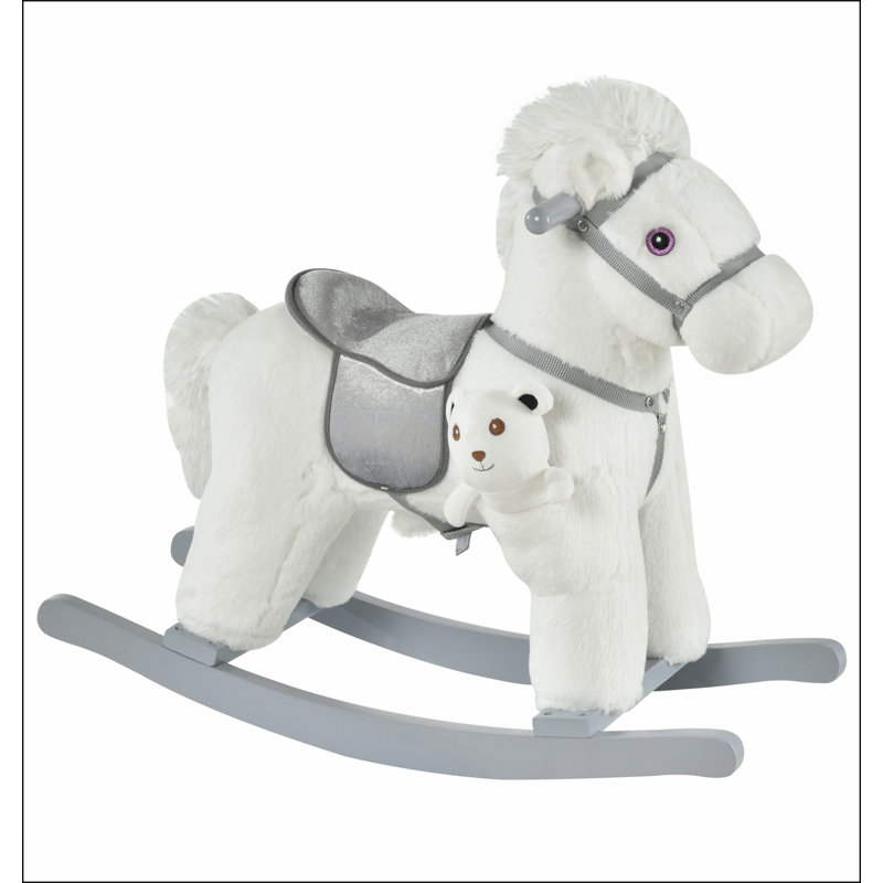 Chaise berçante pour enfants, âne à bascule en peluche avec son, siège à base de bois, ceinture de sécurité, jouet à bascule pour tout-petit de 18 à 36 mois