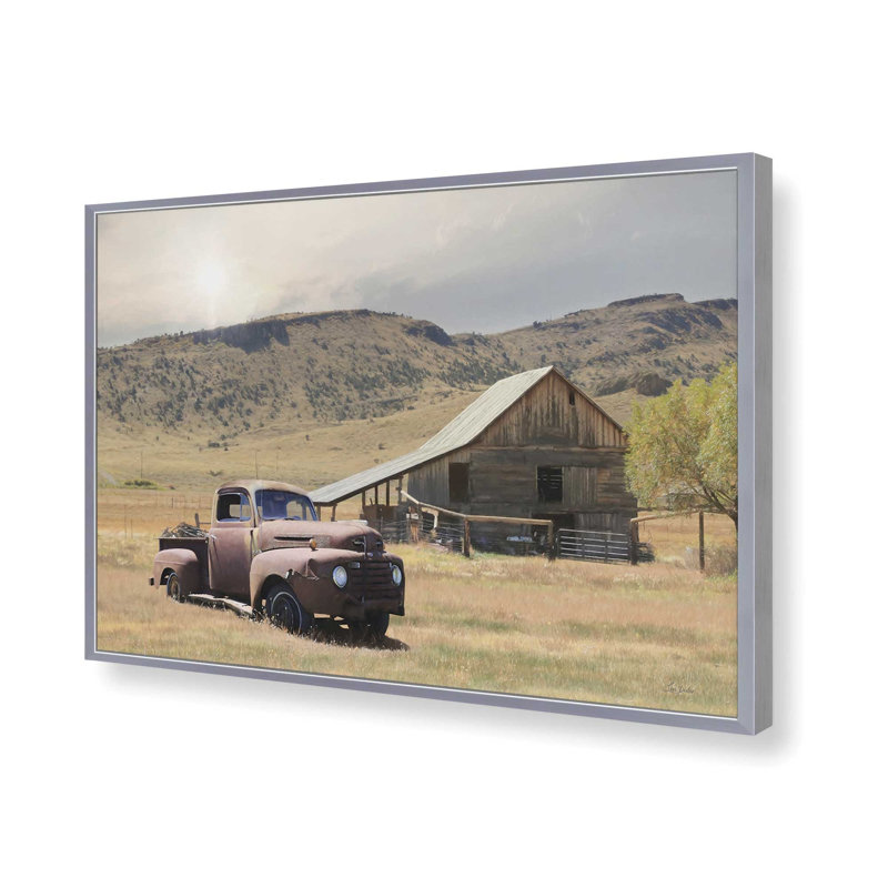 «Way Out West» par Lori Deiter, reproduction d'art, H 13,5 po x l 19,5 po, Argent, Impression encadrée