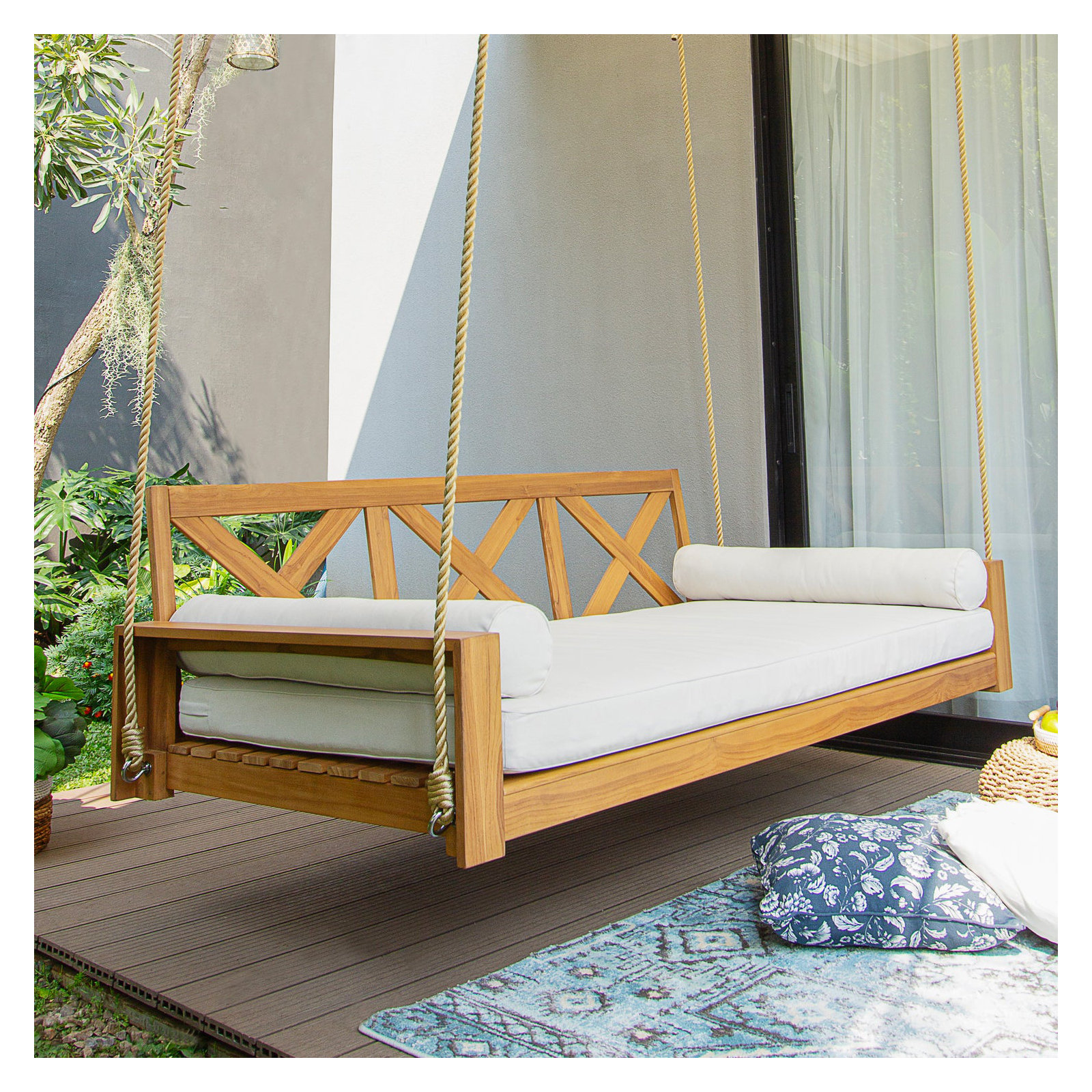 Peralta Teak Porch Swing Bed