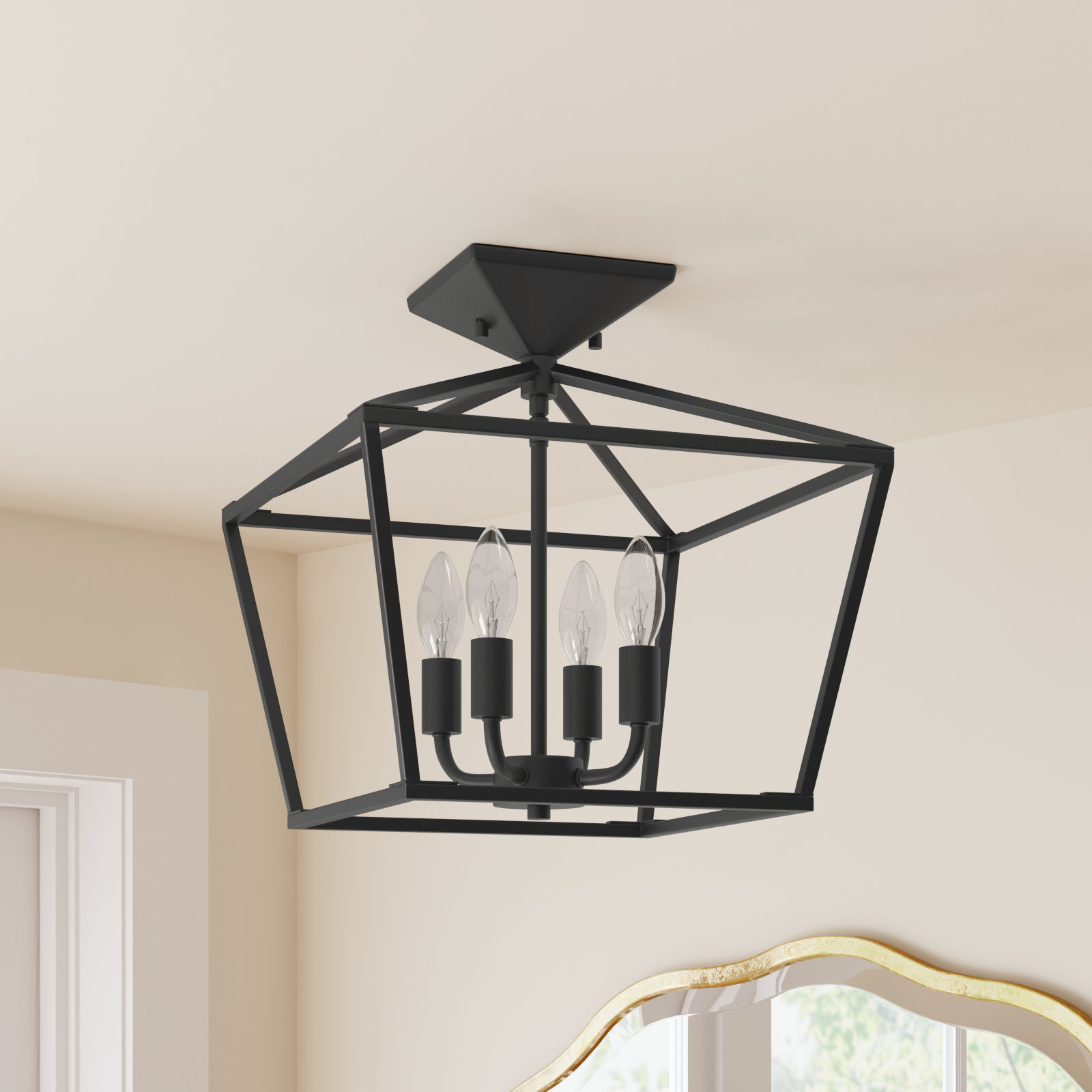 Hastings 4 Light Semi Flush Mount, Matte Black