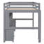 Lit mezzanine double avec bureau et fonction de chargement, bureau moderne avec compartiments de rangement gris, tiroirs et recharge électrique, finition-118082997