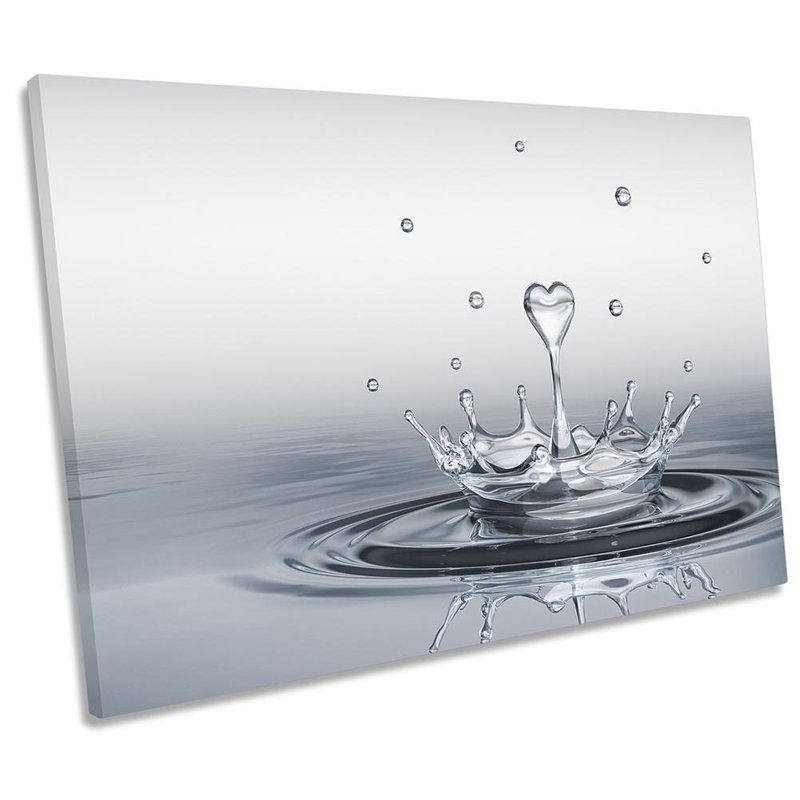 Z0642 Heart Drop Splash Bathroom - Wrapped Canvas Print, 40.6cm H x 61cm W
