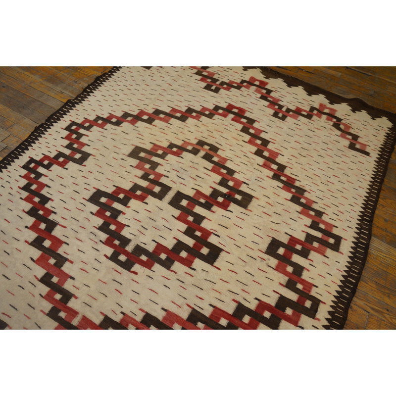Antique Navajo Small Scatter Size Wool Beige Rug