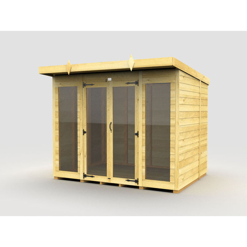 8ft x 6ft Pent Summer House (Full Height Window)