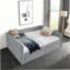 Canapé-lit capitonné avec deux tiroirs, grand lit de jour, tissu Boucle, gris (88 po x 65,5 po x 29,5 po)-492886224