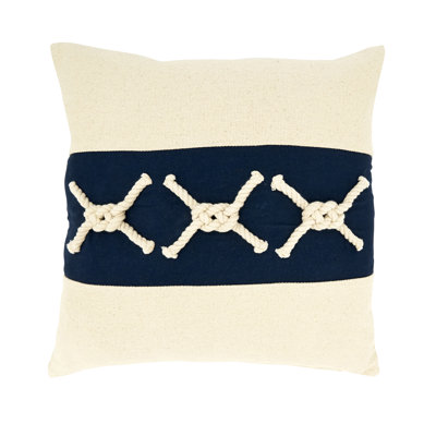 Naviguer Knotted Rope Appliqué Rectangular 100% Cotton Pillow Cover