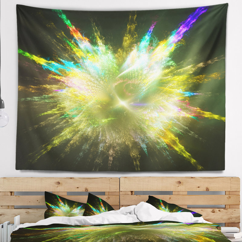 Tapisserie à explosion abstraite des gouttes de peinture, H 50 po x l 60 po