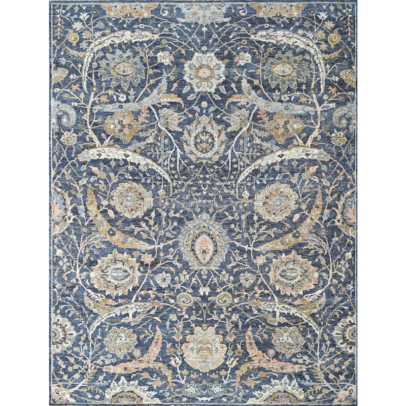 Tapis gris anthracite noué à la main de haute qualité, Rectangulaire 8 pi x 10 pi