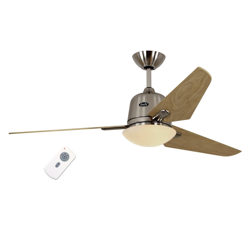 Kelm 162cm Ceiling Fan with Light Kit, Maple, Brushed chrome