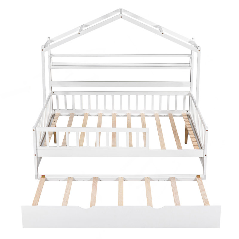 Lit en bois avec lit gigogne simple, Lit double