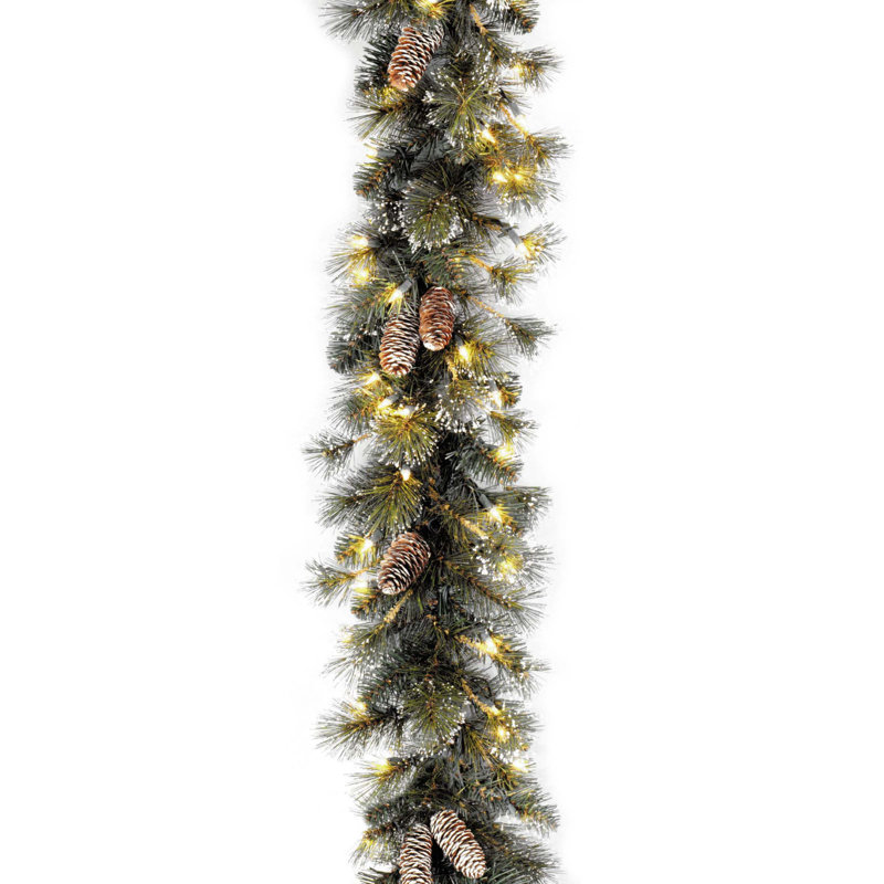 Kamarli 24" Glittery Pine Garland with Clear Lights