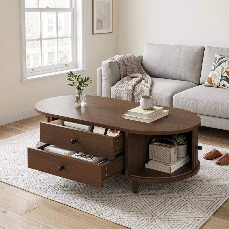 Oval Coffee Table with Storage