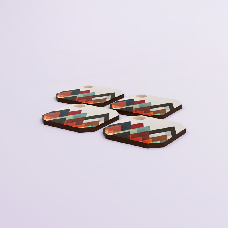Wood 4 Piece Coaster Set