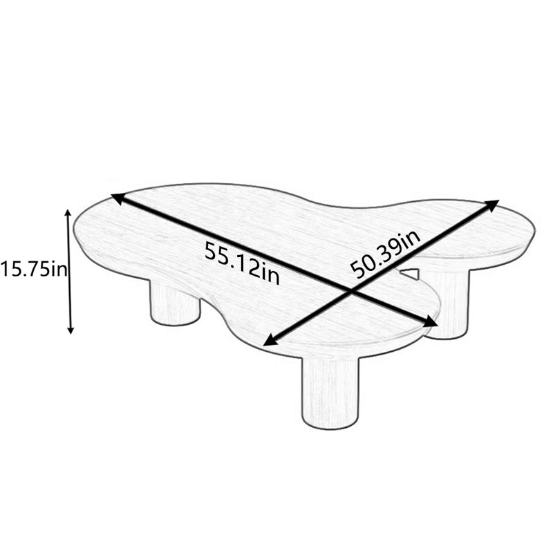 Solid wood retro multi-functional tea table, 15.75" H x 55.12" L x 50.39" W, Black