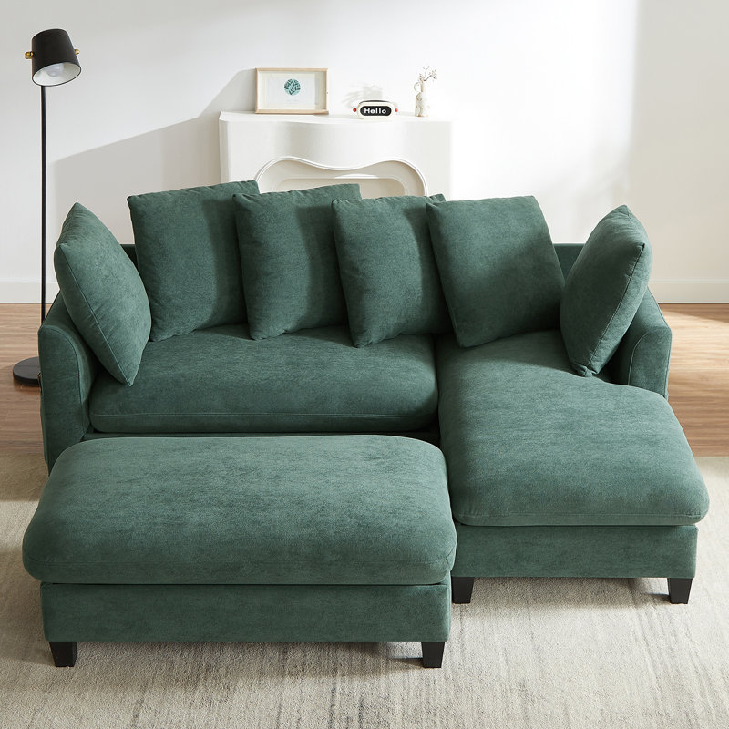 Canapé modulaire en L de 83 po avec canapé L 83 po, Chenille verte