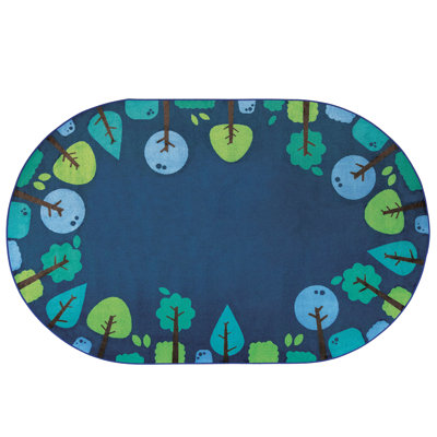 Tranquil Trees Decorative KIDSoft Tufted Blue Rug