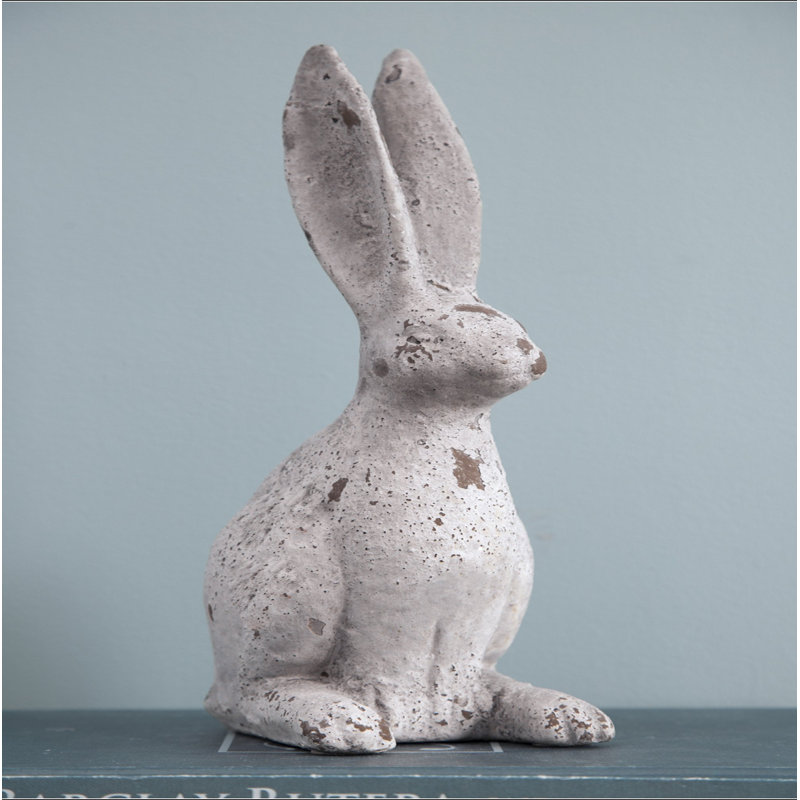 Weathered Cement Rabbit Statue