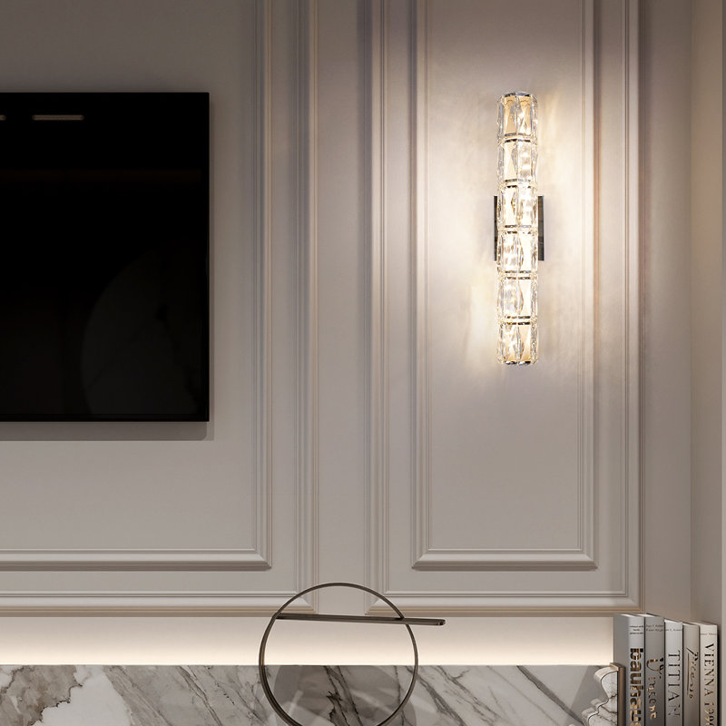 Appliques murales en cristal de 23 po à DEL en cristal de luxe pour salon, chambre à coucher et salle de bain