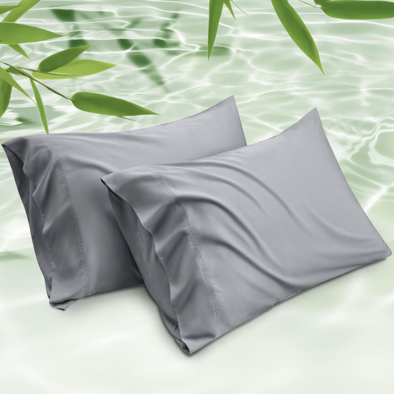 Rayon from Bamboo Pillowcase with Envelope Closure , Silver Gray, Standard Pillowcase